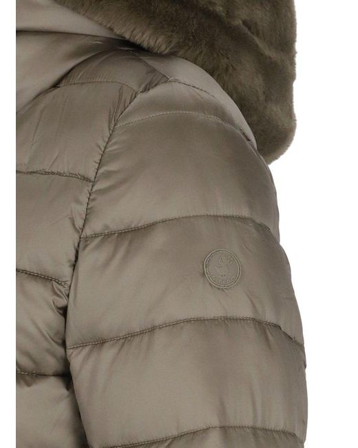 Save The Duck Gray High Neck Hooded Coat