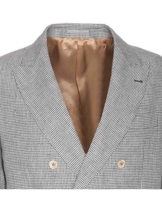 Brunello Cucinelli Gray Double-breasted Buttoned Blazer for men
