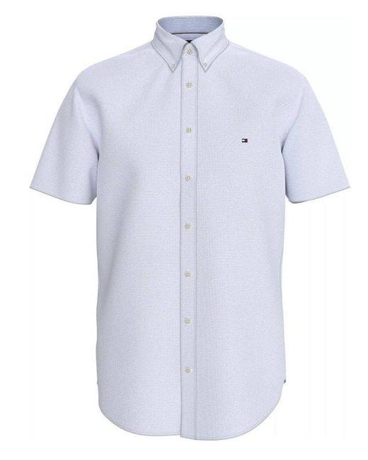 Tommy Hilfiger White Flag Embroidered Short-Sleeved Shirt for men