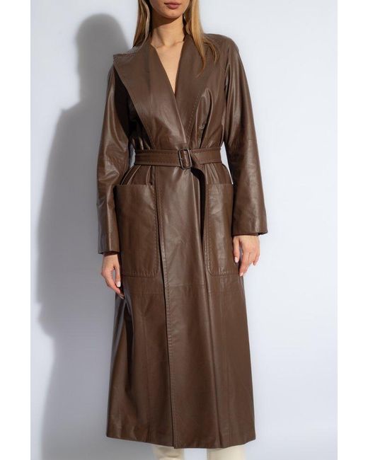 Max Mara Brown 'aiello' Leather Coat