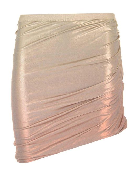 Rick Owens Natural Metallic Stretch Viscose Miniskirt