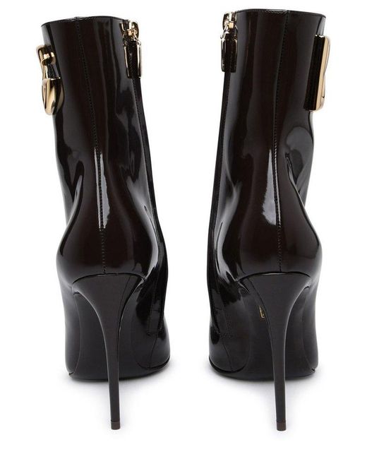 Dolce & Gabbana Black Dg Logo Plaque Ankle Boots