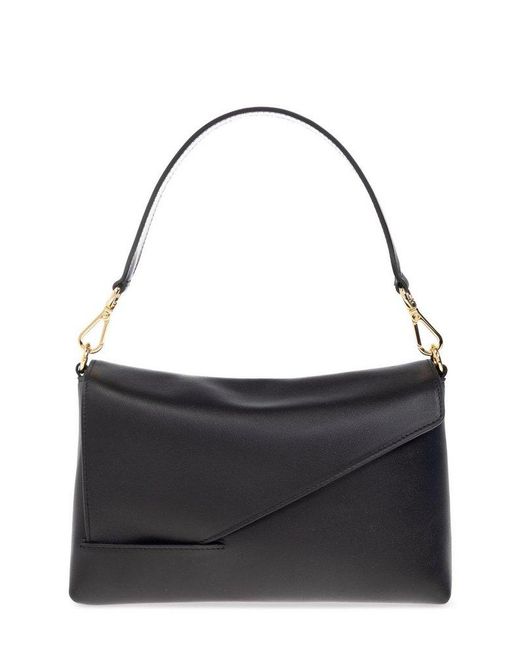 Wandler Black Oscar Asymmetric Foldover-Top Shoulder Bag