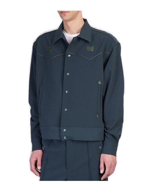 Needles Blue Long-Sleeved Piped Cowboy Jacket for men