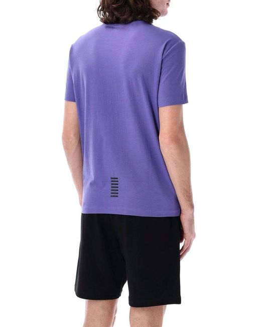 EA7 Purple Core Identity Stretch Cotton Jersey T-Shirt for men