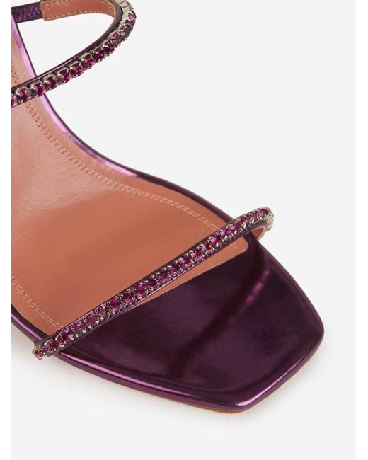 AMINA MUADDI Pink Crystal Embellished Gilda Strappy Sandals