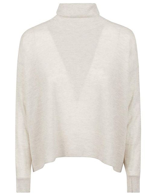 C.T.Plage White Mock Neck Sweater