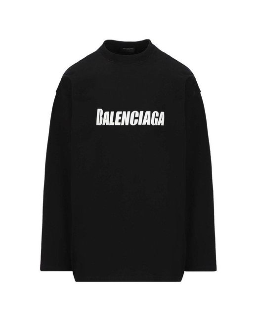 Balenciaga Black & White Caps Oversized Long Sleeve T-shirt for men