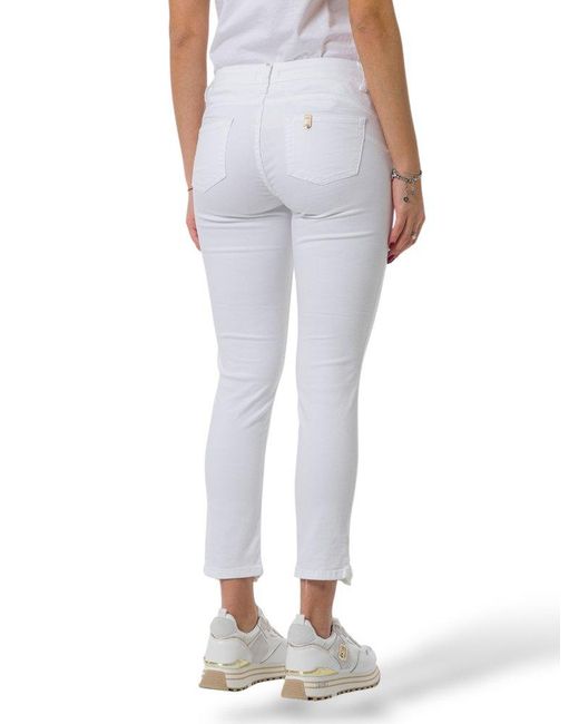 Liu Jo White Logo Plaque Crochet-Flower Trousers
