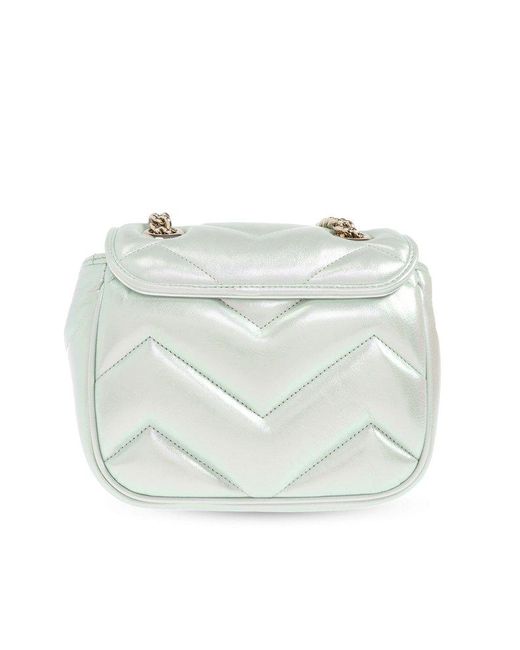 Gucci White 'GG Marmont Mini' Quilted Shoulder Bag,