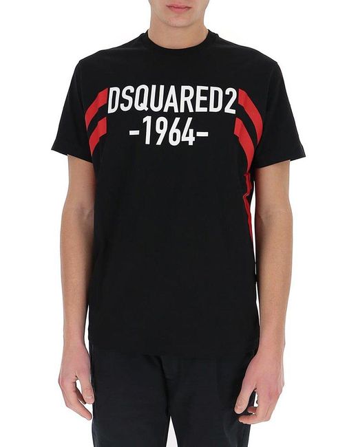 DSquared² Black Logo Print Crewneck T-shirt for men