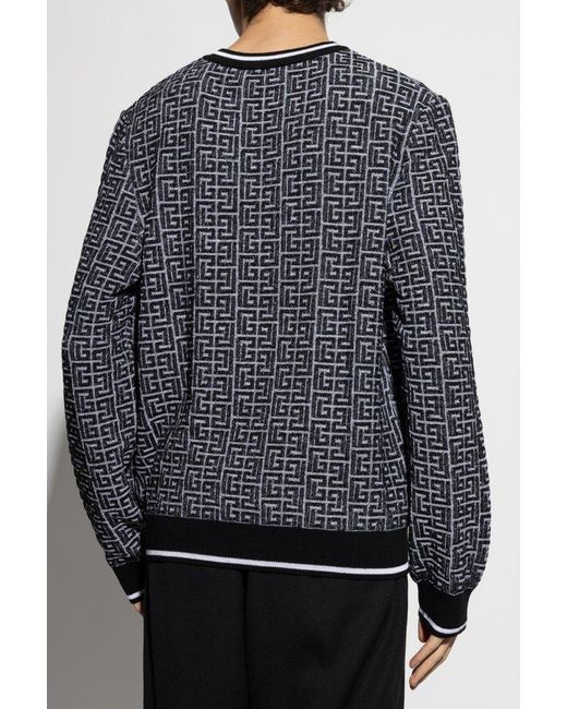 Balmain Blue Sweater With Monogram for men