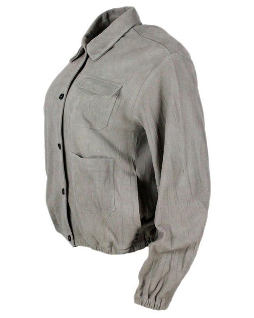 Fabiana Filippi Gray Pleated Bomber Jacket