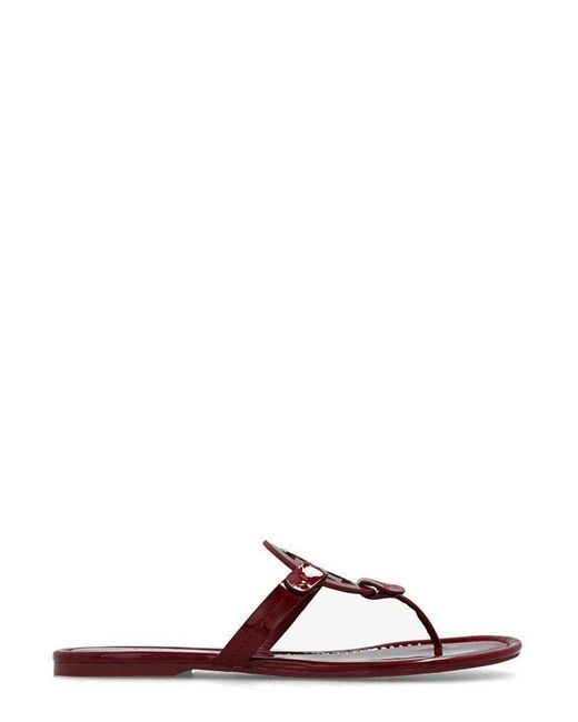 Tory Burch Miller Double T Slides in Brown | Lyst