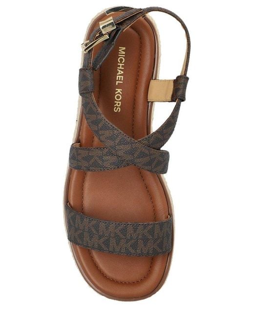 MICHAEL Michael Kors Brown Lynn Signature Logo Platform Espadrille Sandals