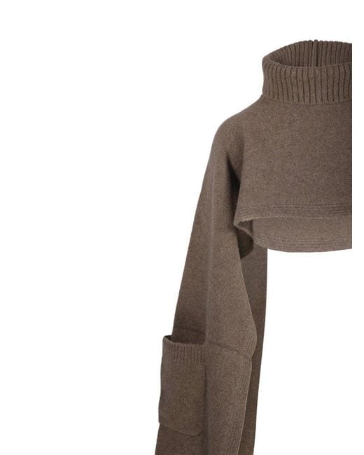 Sandbeige Brown Cropped Turtleneck Sweater