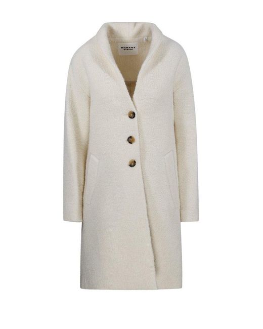 Isabel Marant White Single-Breasted Drop Shoulder Coat
