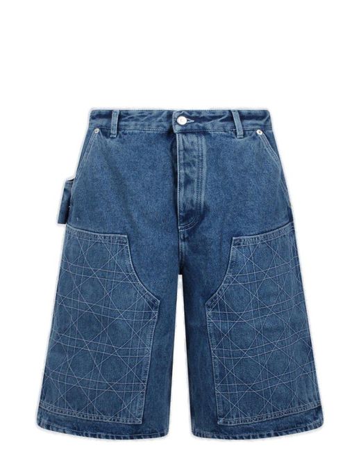 Dior Blue Cannage Carpenter Bermuda Shorts for men