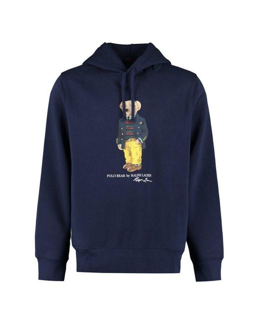 Polo Ralph Lauren Cotton Polo Bear Printed Hoodie in Navy (Blue) for ...