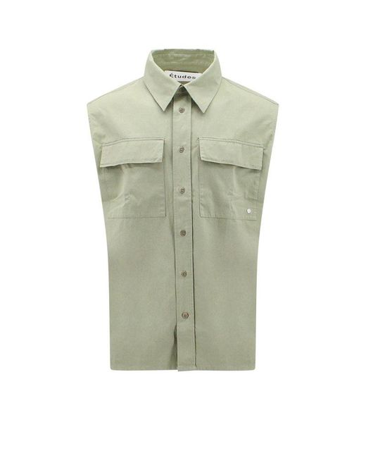 Etudes Studio Green Sleeveless Buttoned Shirt for men