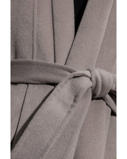 Diane von Furstenberg Gray Belted Wool Maxi Shawl Coat