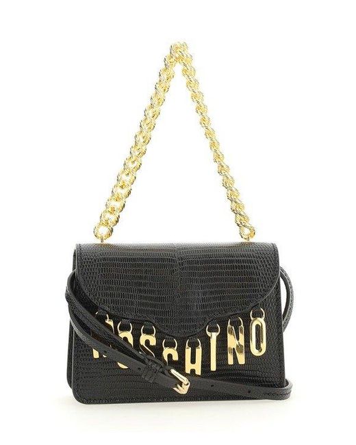 Moschino Logo Plaque Chained Mini Shoulder Bag in Black Lyst
