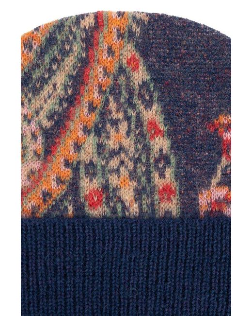Etro Blue Patterned Beanie,