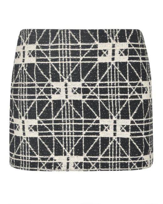 Elisabetta Franchi Black Geometric-jacquard Tweed Mini Skirt