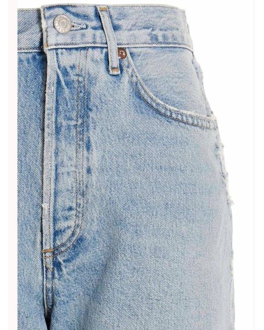 Agolde Blue 90's Distressed Mid Rise Crop Jeans