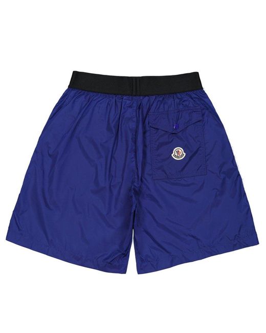 Moncler Blue Logo Waistband Swim Shorts for men