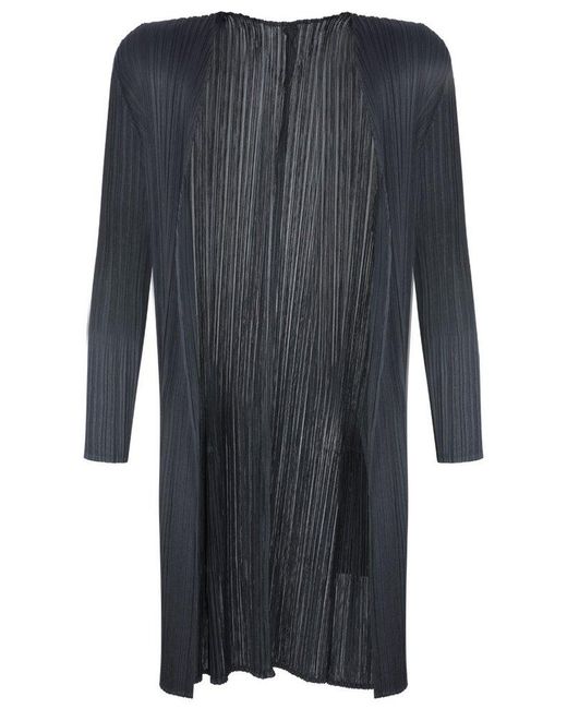 Pleats Please Issey Miyake Gray Straight Hem Pleated Coat