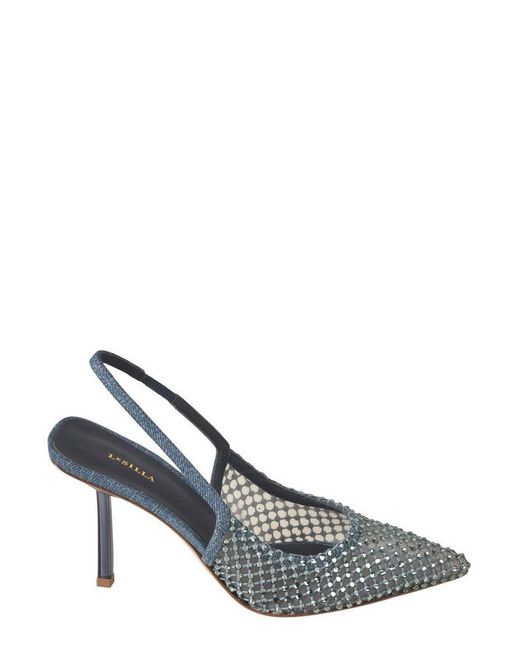 Le Silla Blue Gilda Embellished Slingback Pumps