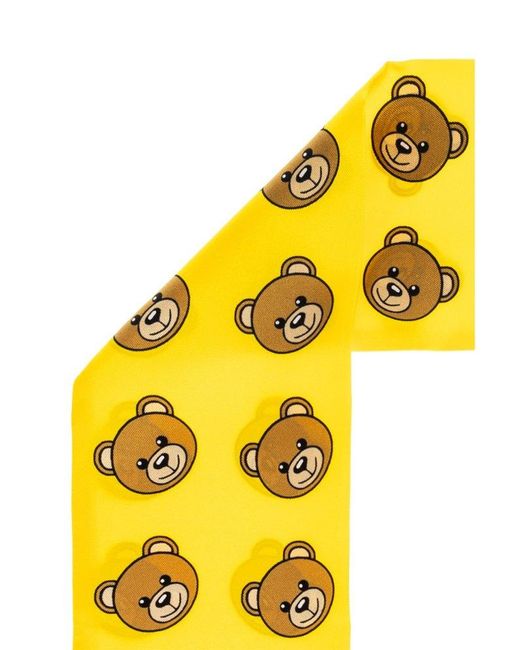Moschino Yellow Teddy Bear Pointed-tips Scarf for men