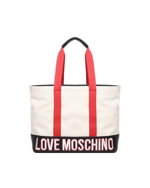 Love Moschino Red Cotton Free Time Shopping Bag