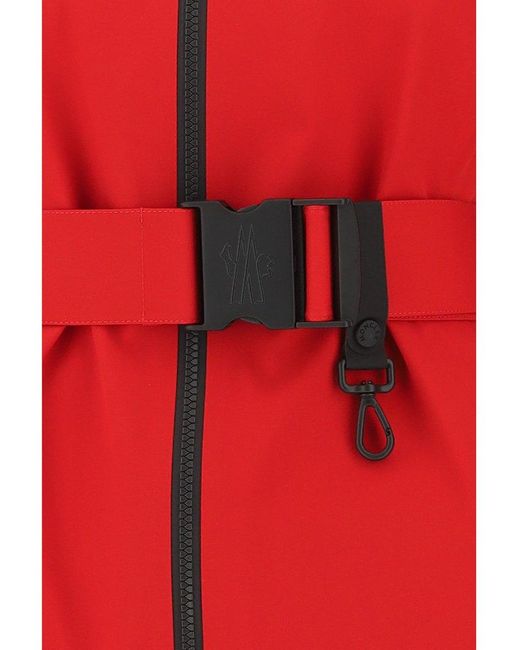 3 MONCLER GRENOBLE Red Belted Long-sleeved Jacket