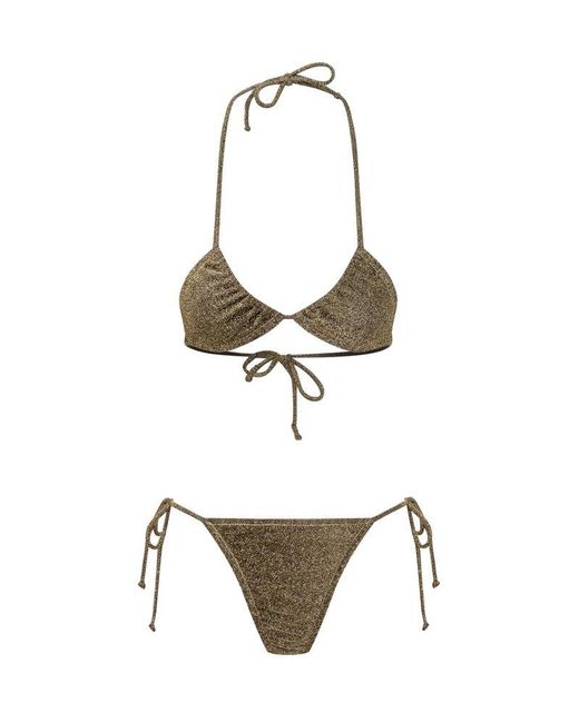 Reina Olga White Glittery Triangle Bikini Set