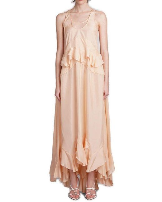 Stella McCartney Natural Ruffled Sleeveless Tiered Maxi Dress