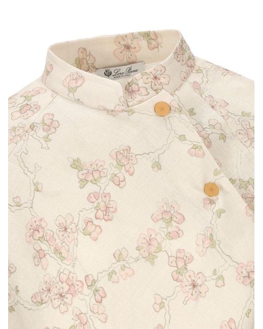 Loro Piana White Floral-printed Long-sleeved Shirt