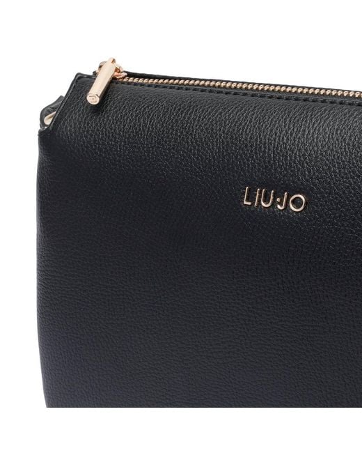 Liu Jo Black Logo Lettering Zipped Crossbody Bag