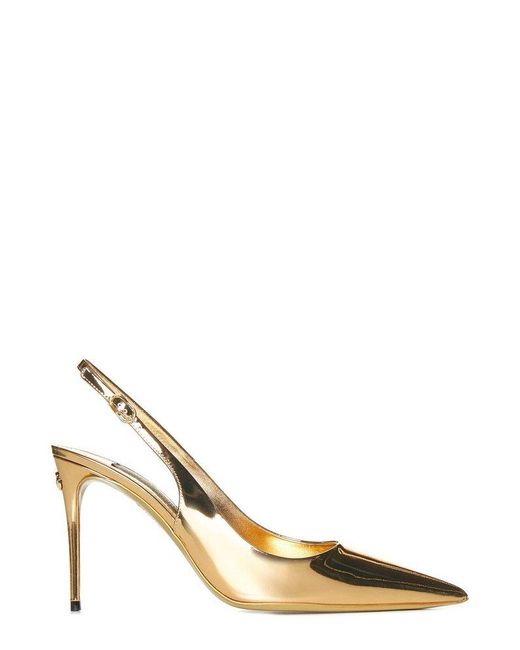 Dolce & Gabbana Metallic Pointed-Toe Slingback Pumps