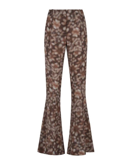 Acne Brown Abstract Printed Flared Hem Trousers