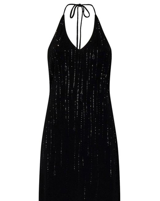 DSquared² Black Crystal Drops Long Dress