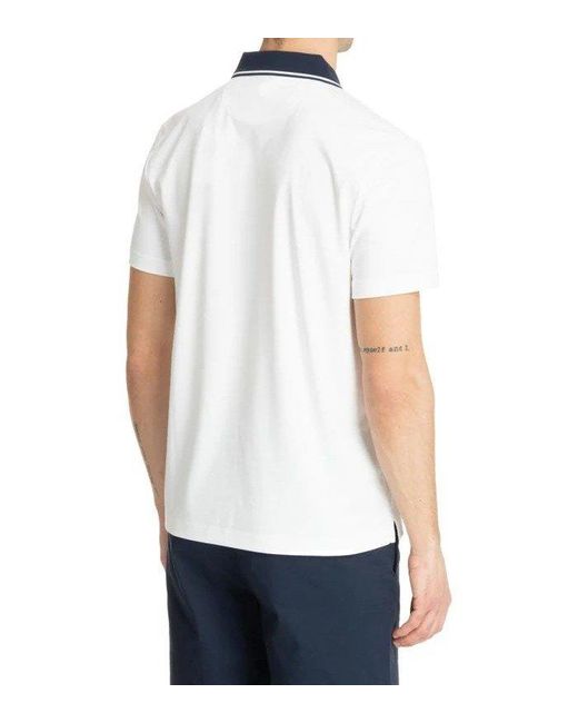 Michael Kors White Logo Embroidered Straight Hem Polo Shirt for men