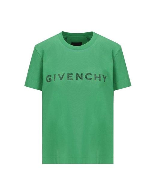 Givenchy Green Logo Embellished Crewneck T-shirt