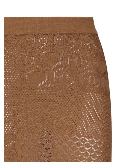 Inspired by Akep Brown Patterned Midi Skirt