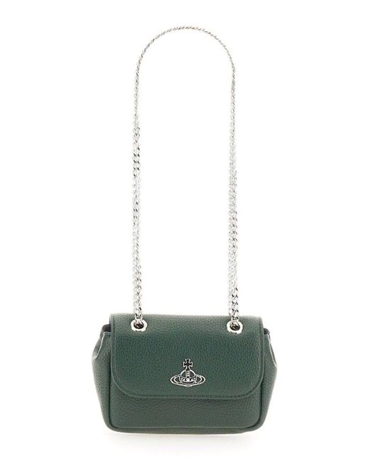 Vivienne Westwood Green Orb-plaque Foldover Top Mini Bag