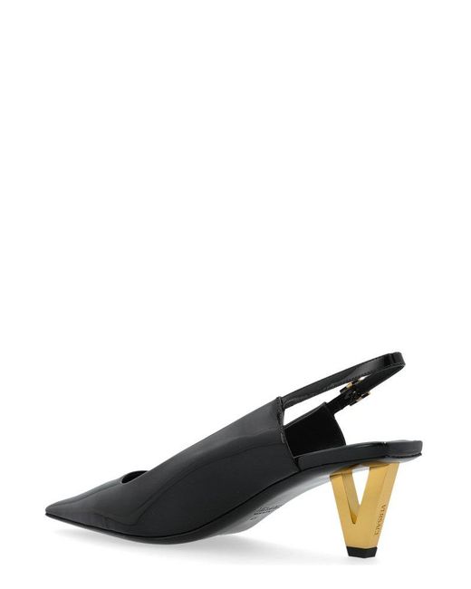 Versace Black 85Mm Leather Pumps