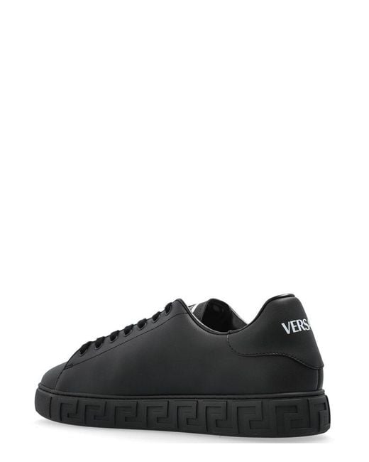 Versace Black 'New Greca' Low Sneakers With Greca Motif And Lettering Logo On The Side for men