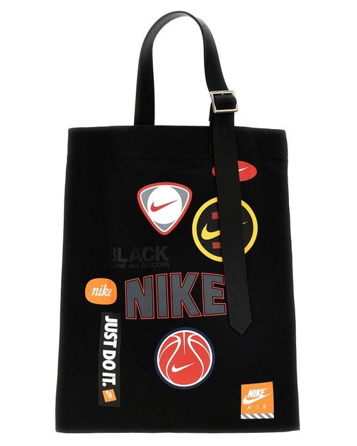 COMME DES GARÇON BLACK Black X Nike Logo Printed Tote Bag