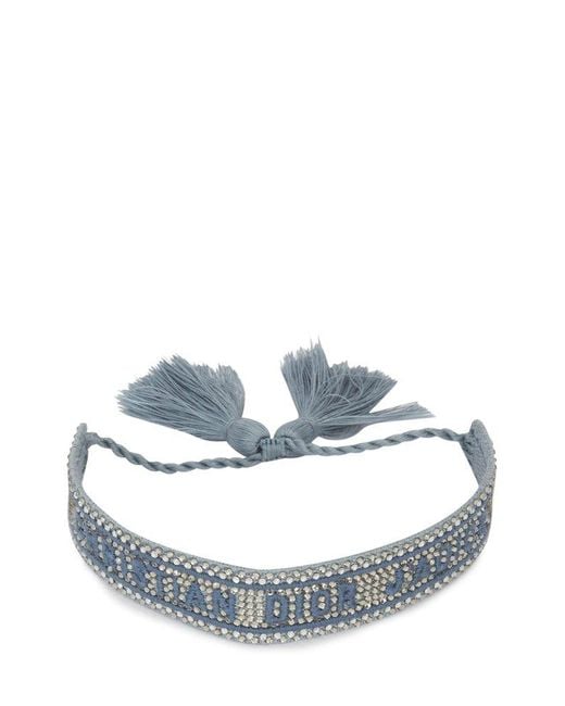 Dior Blue Logo Embellished Bracelet